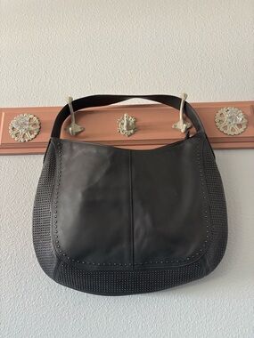 DKNY Gray Studded Shoulder Hobo Bag